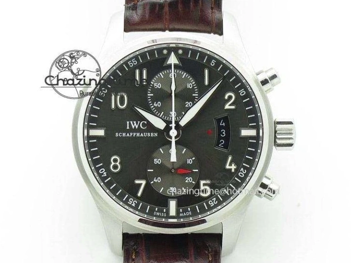 MIROTIME 0504 Pilot Chrono SS 3878 Gray Dial on Brown Leather Strap A Resilient 7395
